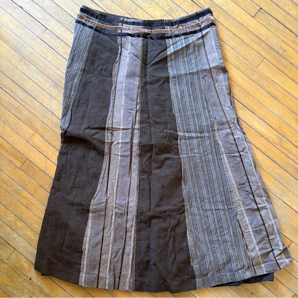 Per Una Striped Patchwork Brown and Gray Women's Maxi Skirt Size 8